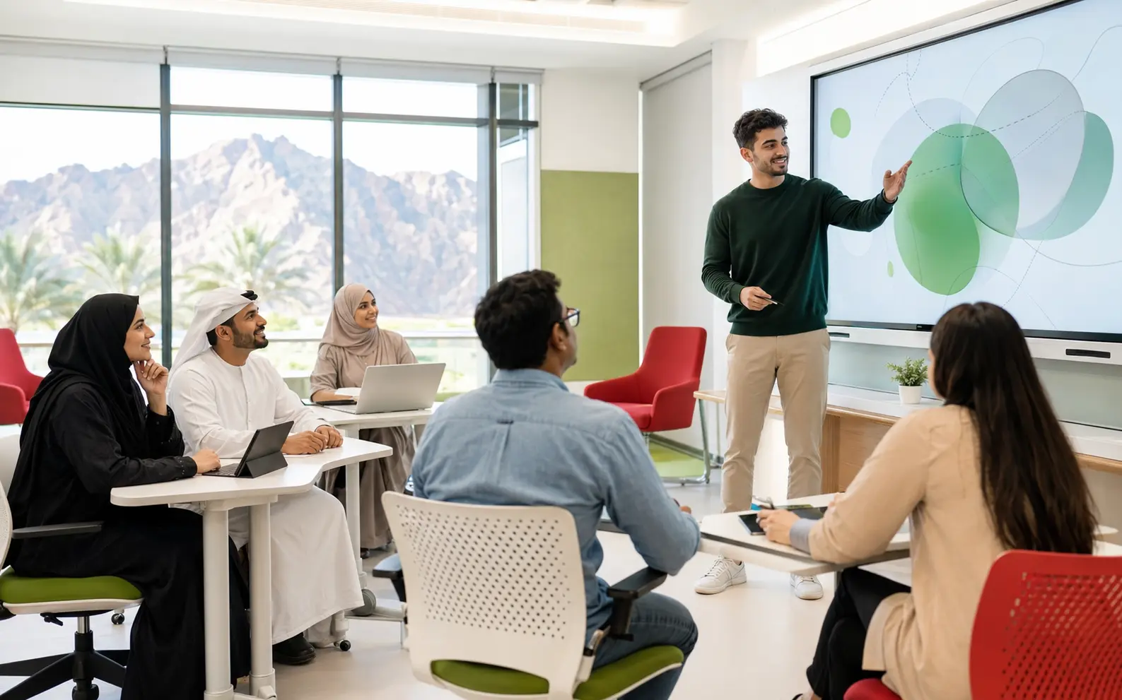 Learners in a modern Synergy Mind classroom